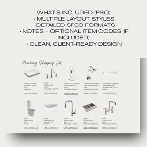 Clickable Shopping List Template Canva | PRO Version | Multiple Layouts + Detailed Specs | Furniture Lighting Plumbing Appliances Hardware image 7