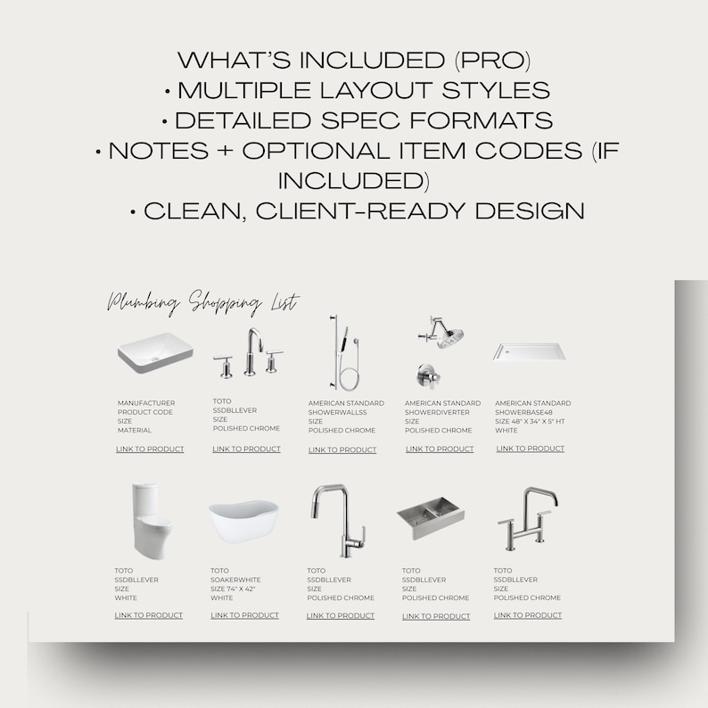 Clickable Shopping List Template Canva | PRO Version | Multiple Layouts + Detailed Specs | Furniture Lighting Plumbing Appliances Hardware image 7