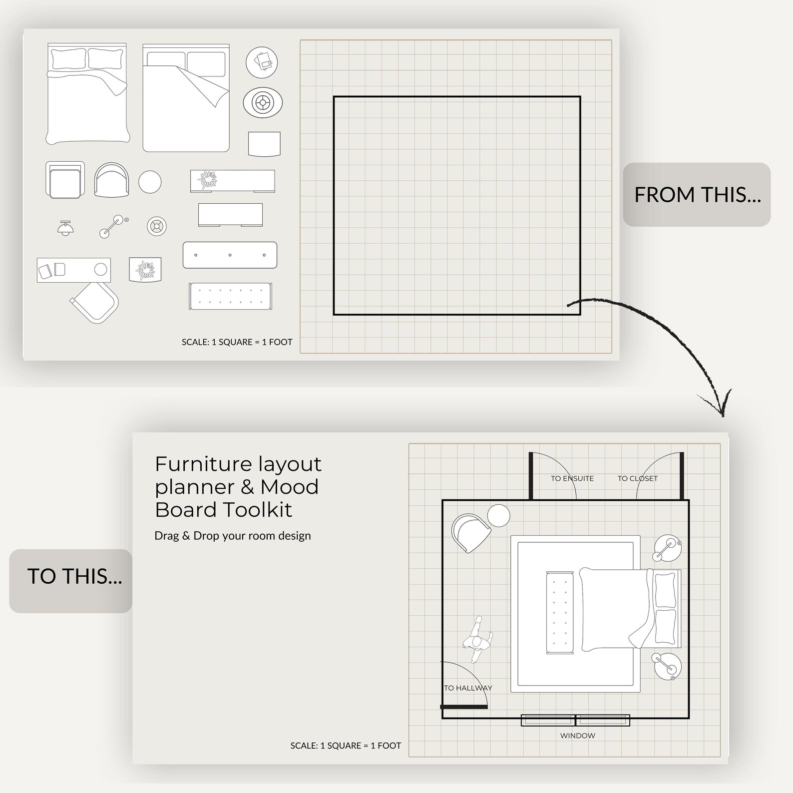 Drag & Drop Room Planner Template, Furniture Layout (canva) - Etsy