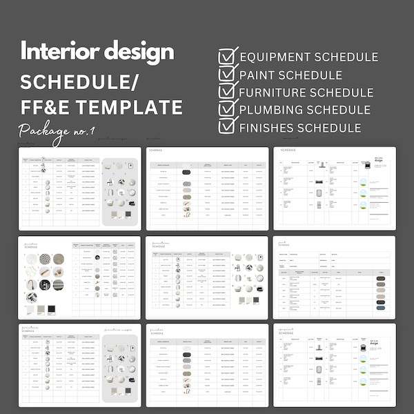 Modèle de programme de conception d'intérieur, entièrement modifiable avec toile, luminaire, finitions, meubles, équipement, peinture, modèle de programme de plomberie