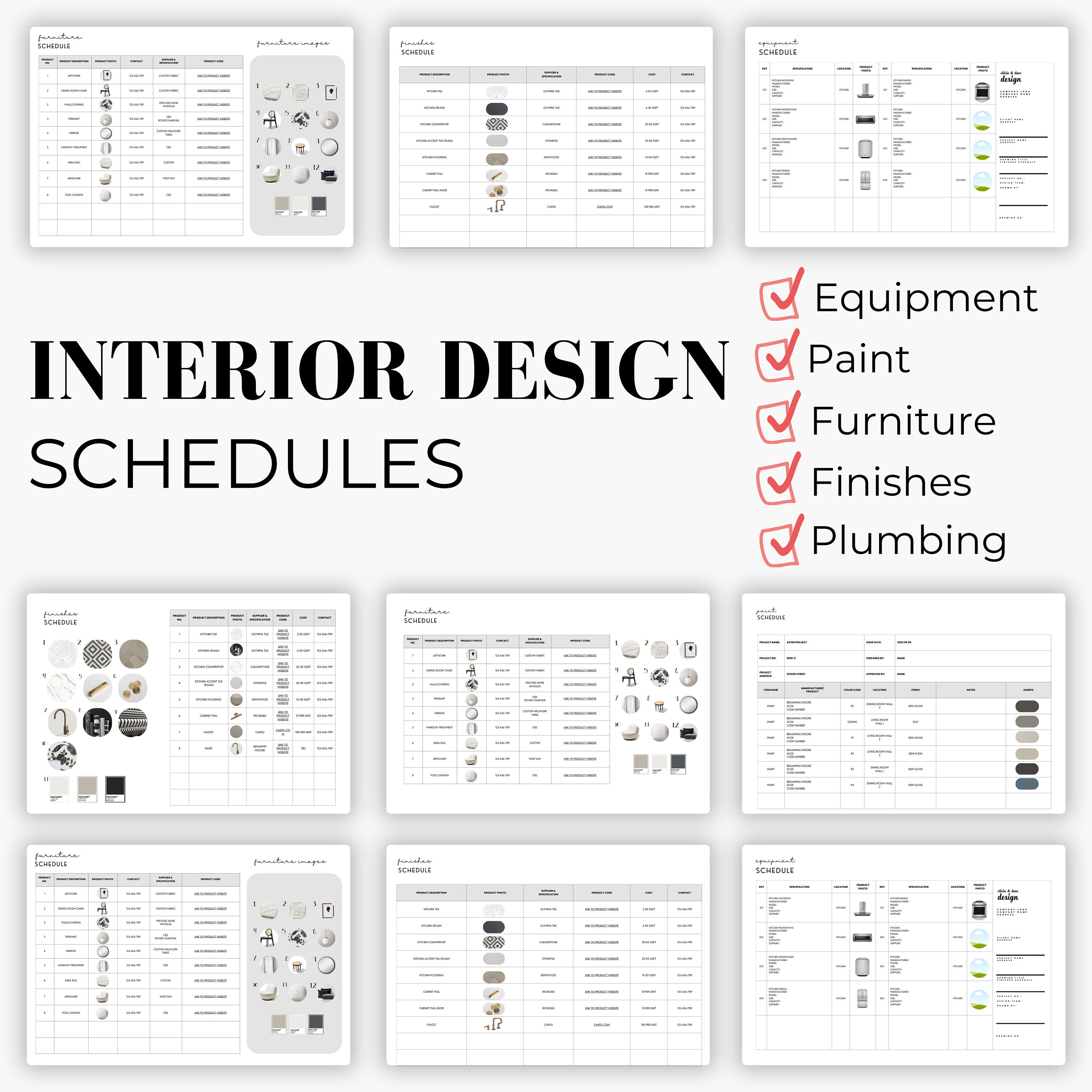 Interior Design Schedule Template, Fully Editable With Canva, Fixture ...