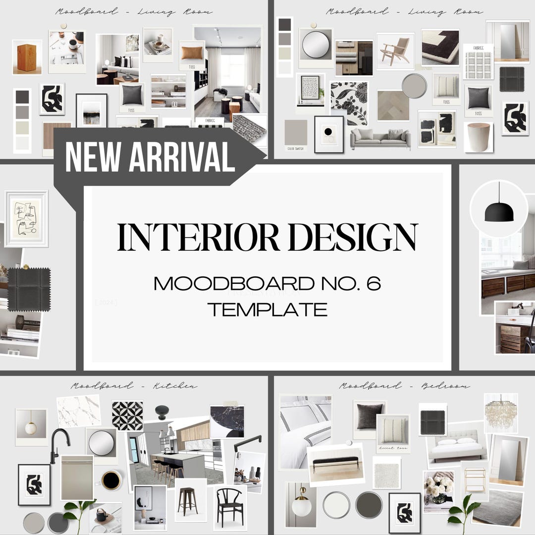 Interior Design Moodboard Template, Canva Editable Moodboard, Furniture ...