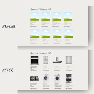 Clickable Shopping List Template Canva | PRO Version | Multiple Layouts + Detailed Specs | Furniture Lighting Plumbing Appliances Hardware image 16