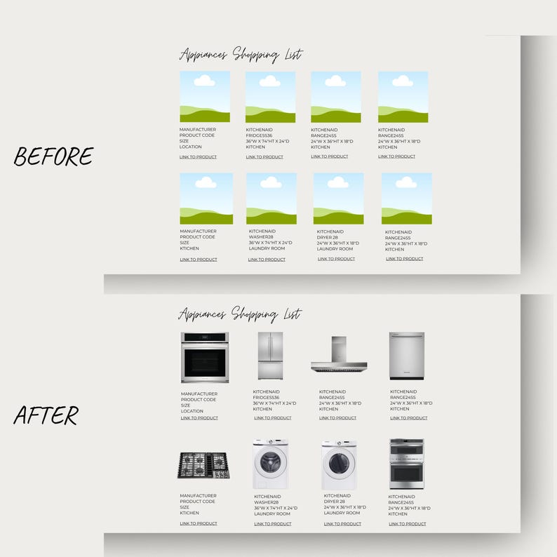 Clickable Shopping List Template Canva | PRO Version | Multiple Layouts + Detailed Specs | Furniture Lighting Plumbing Appliances Hardware image 16