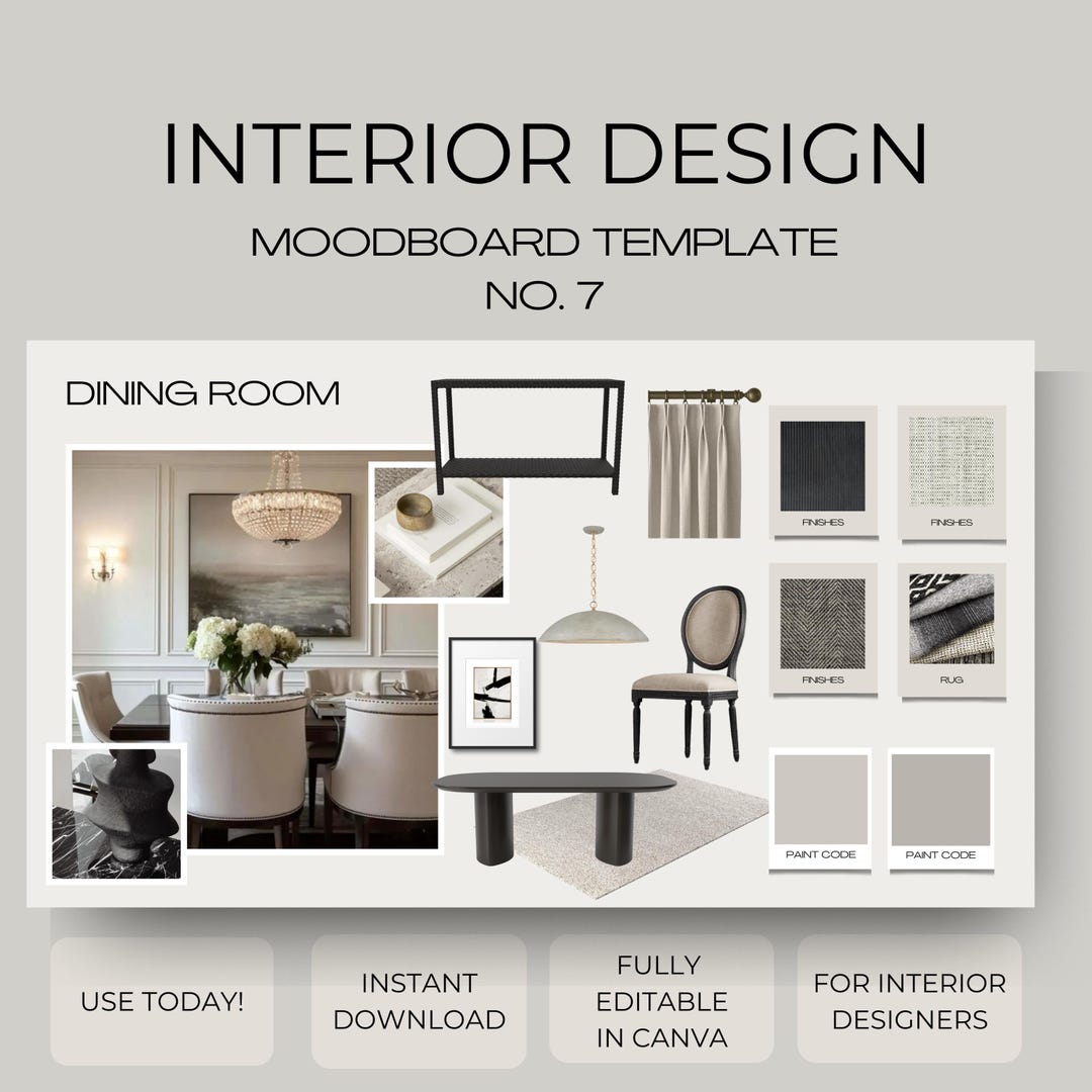 Interior Design Canva Editable Moodboard Template, Furniture Moodboard ...