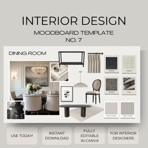 Interior design canva editable moodboard template, furniture moodboard, finishes moodboard, for interior designers, e design template