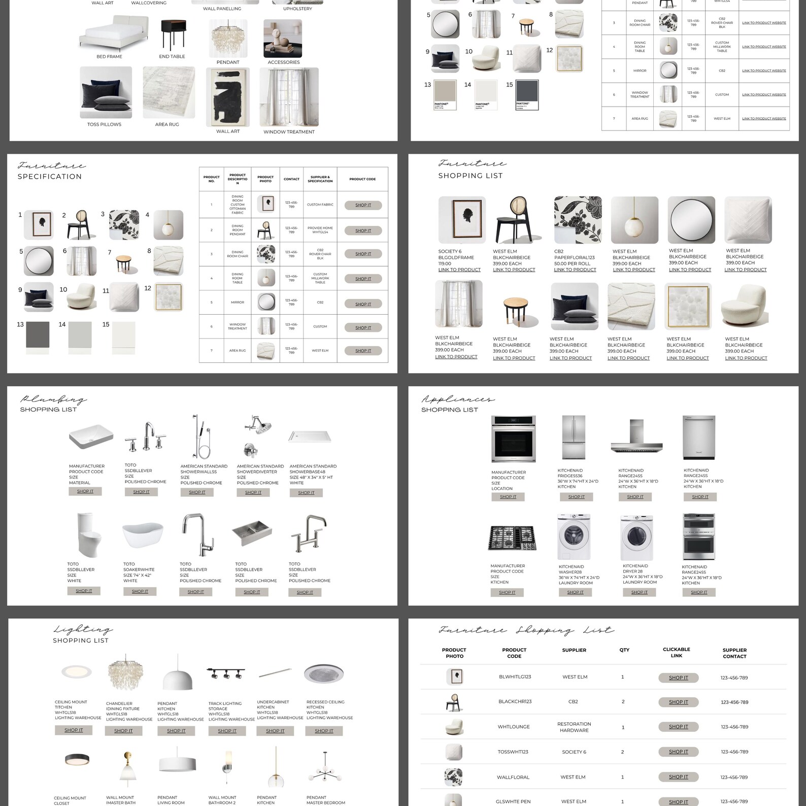 Interior Design Shopping List Template: Editable Furniture Board (canva ...