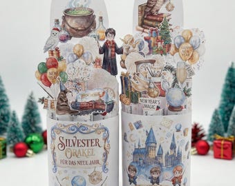 Zauberer Orakel für Duplo Banderole Magische Vorhersage 2026 Silvester Party Spiel Wahrsager Gastgeschenk Sofortdownload PDF