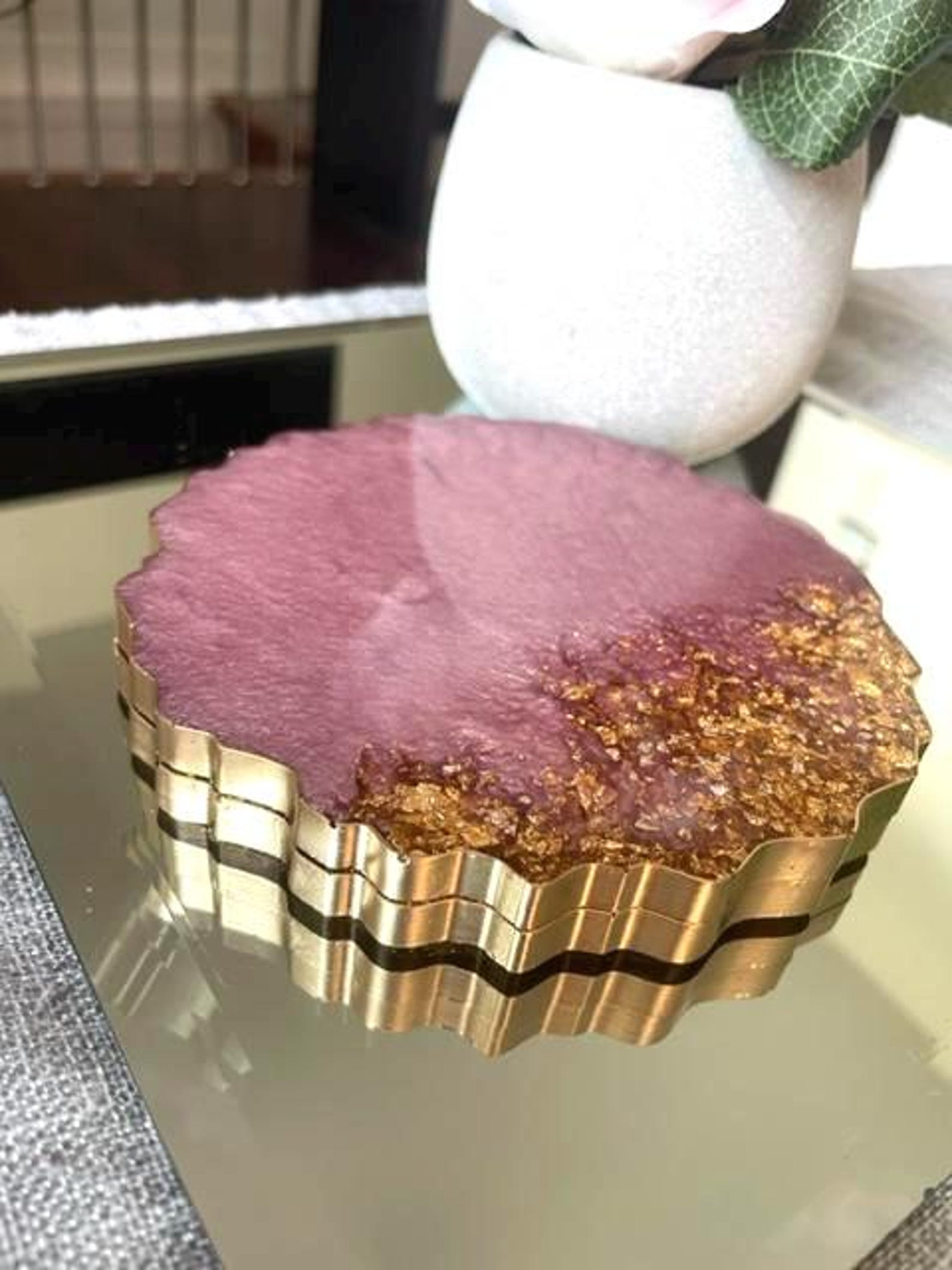 Pink Coaster/pink Resin Coaster/pink Geode Coaster/hostess Gift/pink ...