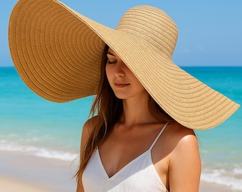 30" Wide Brim Straw Beach Hat