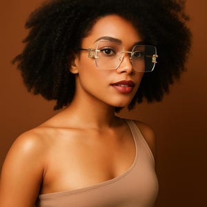 Luxury Rimless Sunglasses with Gold Accents