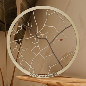 Cornice in legno con mappa della città personalizzata
