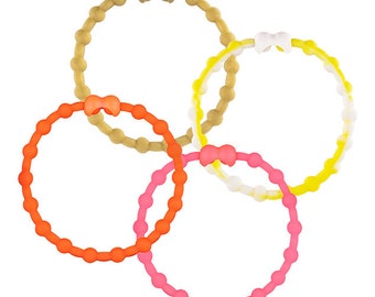 Rob2Tech Glow Hair Ties: Adjustable & Easy Release for All Hair Types - Golden Sunset - Pack of 4