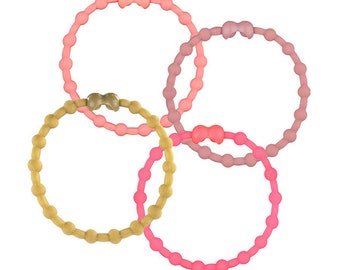 Rob2Tech Glow Hair Ties: Adjustable & Easy Release for All Hair Types - Golden Harmony - Pack of 4