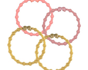 Rob2Tech Glow Hair Ties: Adjustable & Easy Release for All Hair Types - Golden Dusk - Pack of 4