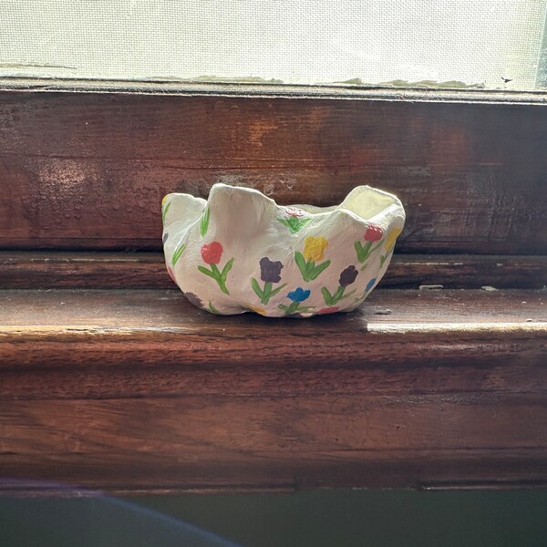 Spring Floral - Handmade Ceramic - Air Dry Clay - Bowl/Mini Pot