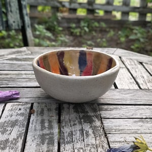 Handmade Ceramic Bowl | One-of-a-Kind Rainbow Glaze with Textured Exterior