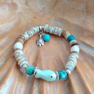 Bracelet femme pierre de lune phoenix lapis coquillage – bracelet pierre naturelle été plage bohème – bijou cadeau femme