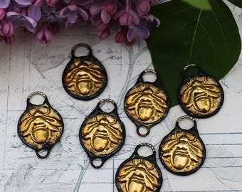Bee Brass Soldered Pendant,Nature Jewelry,Artisan Necklace,Unique Bee Charm,Handmade Gift,Brass Pendant for Her,Brass Jewelry,
