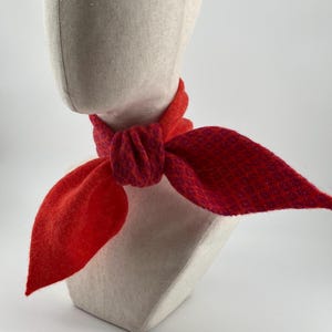 Knitted 100% Merino Lambswool MinI Tie Scarf, half plain and half patterned. image 14