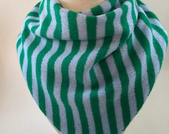 Knitted Merino Lambswool Triangle Scarf - Candy Stripe