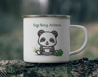 Enamel Camping Mug motivational keep being awesome coffee tea beverage mug