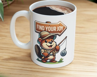 Inspirational Motivational Find Your Joy Fishing Ceramic Mug, 11oz