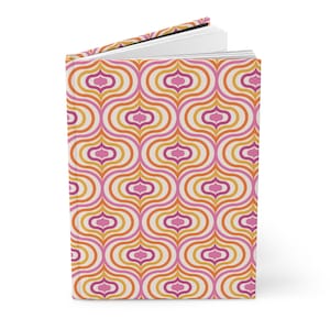 Pink Yellow Orange Hardcover Journal with lined page 6 X 8 inch - Pink Orange Yellow Ogee