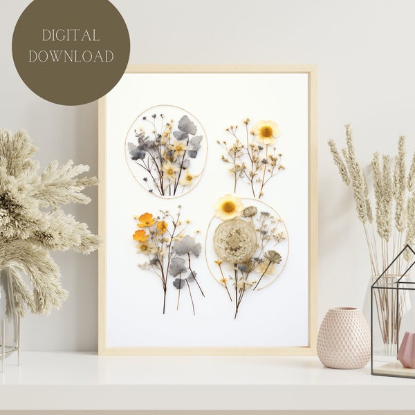 Wall Art Dried Flowers Print, Charming Floral Home Decor, Perfect Housewarming Anniversary Gift