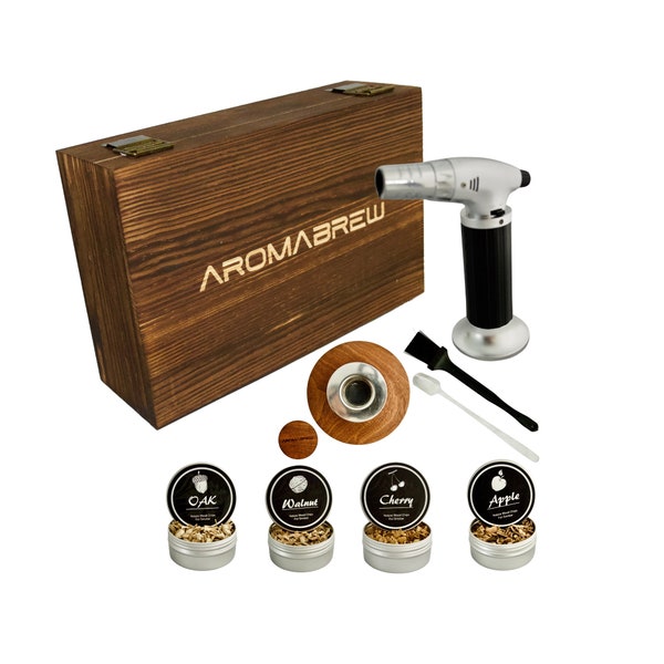 Cocktail Smoker Kit With Torch and 4 Flavor Wood Chips - Gifts for Father's Day, Whiskey and Bourbon Lovers