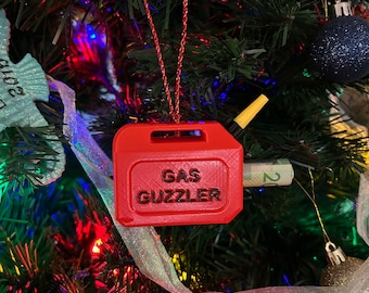 Adorno navideño personalizado con forma de bidón de gasolina (2025) – Monedero para aficionados a los coches