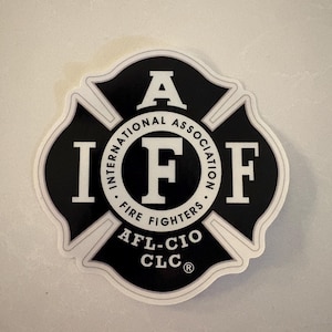 Black IAFF Firefighter Adhesive Window Decal – Firefighter Union Sticker - Interior Windshield