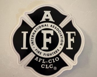Black IAFF Firefighter Adhesive Window Decal – Firefighter Union Sticker - Interior Windshield