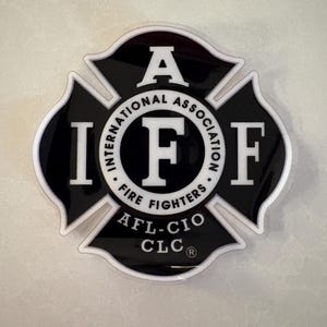 Black IAFF Firefighter Static Cling Window Decal – Removable Firefighter Union Sticker - Interior Windshield