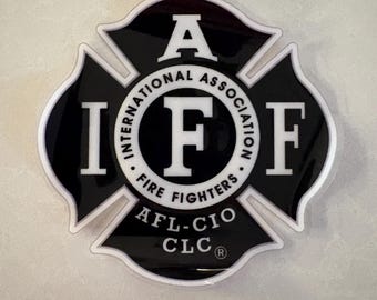 Black IAFF Firefighter Static Cling Window Decal – Removable Firefighter Union Sticker - Interior Windshield