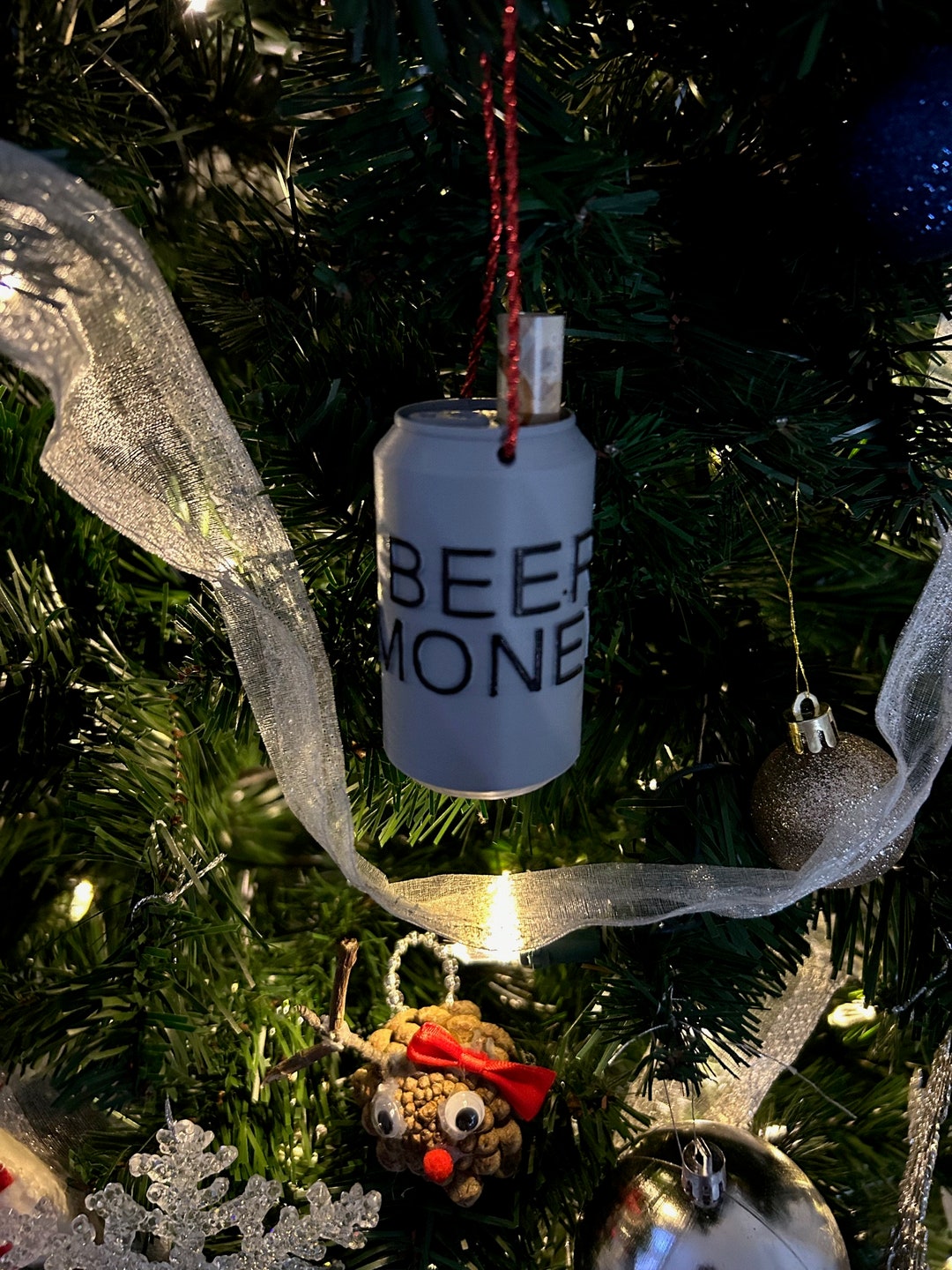 2024 Personalized Beer Can Christmas Ornament Novelty Gift Money Holder 