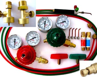 Propane/Acetylene Oxygen Jewelers Mini Torch Kit Valves Regulators Flashback Arrestors