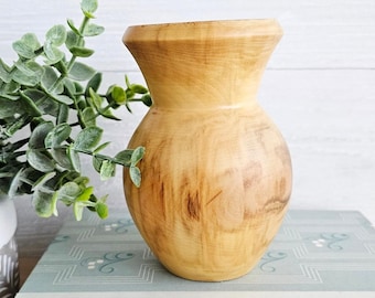 Vintage Hand Turned Handmade Wooden Wood Vase 4.8" Signed JBE