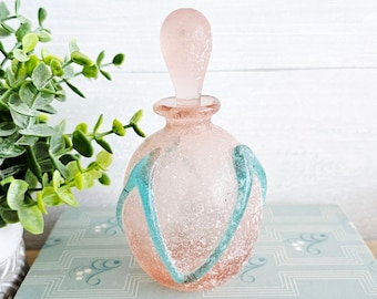 Vintage Glass Act Studio Art Perfume Bottle Pink & Blue Frosted