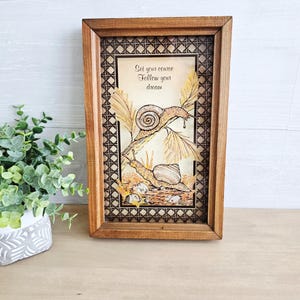 Vintage Reverse Painted Glass Art Snails Framed Wall Decor MCM