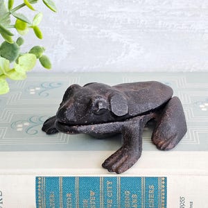 Cast Iron Hinged Frog Trinket Box Hide a Key