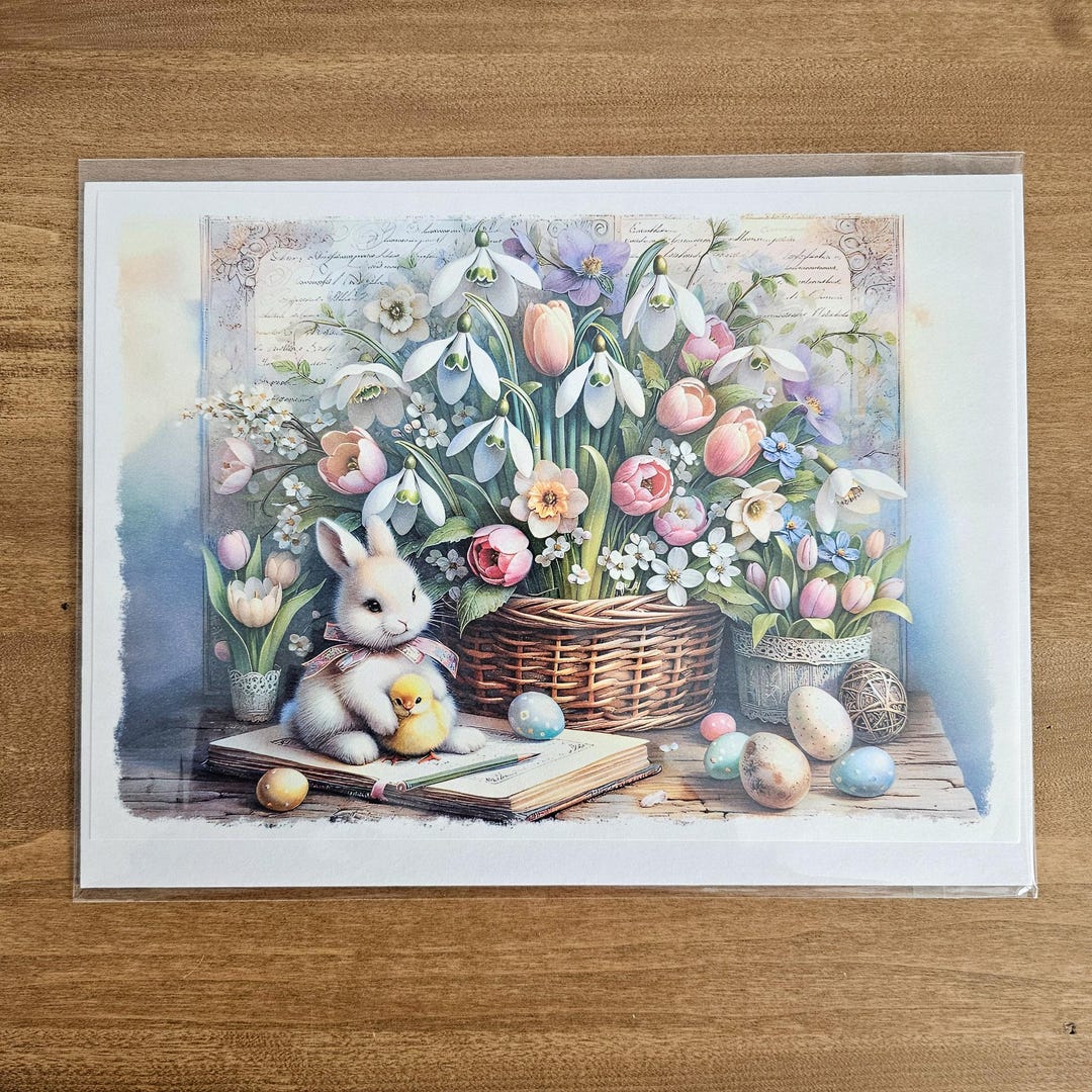 Decoupage Rice Paper A4, Spring Flowers, Snowdrops, Bunny Rabbit ...