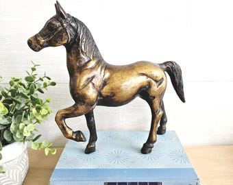 Vintage MCM Large Brass Horse Sculpture Statue Figurine 8.7" Tall