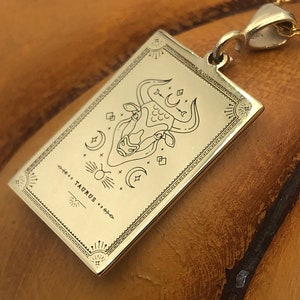 14K Solid Gold Taurus Necklace: Dainty Zodiac Pendant, Birthday Gift
