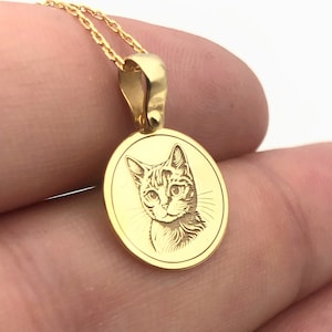 Cute Cat Necklace, 14K Gold Animal Necklace, Minimalist Pet Women Necklace, Handmade Statement Necklace, Unique Jewelry, Cat Lover Gift