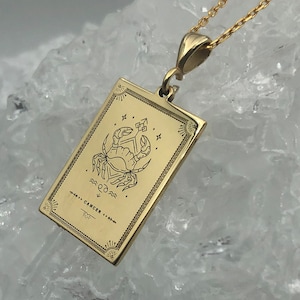 14K Solid Gold Naszyjnik Znak Raka, Delikatny Naszyjnik Znak Zodiaku, Ręcznie Robiony Mały Wisiorek, Biżuteria Horoskopowa, Wisiorek Astrologiczny, Prezent Raka
