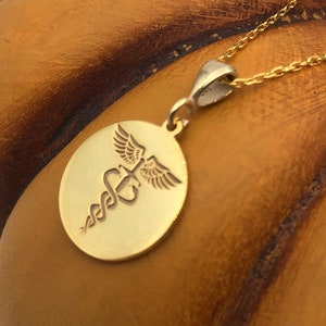 Zierliche Caduceus Halskette, 14K Gold Arzt Halskette, Einzigartige Krankenschwester Halskette, Apotheker Halskette, Doktor Geschenk, Medizinstudierender Abschlussgeschenk