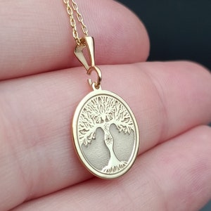14K Solid Gold Tree of Life Necklace: Dainty Family Charm