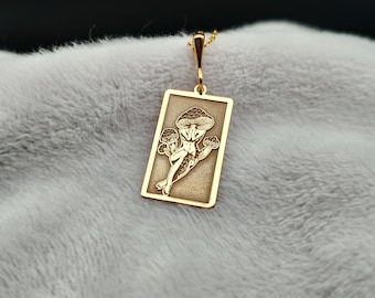 14K Gold Women Mushroom Necklace, Dainty Cottagecore Necklace, Minimalist Magic Mushroom Necklace, Nature Charm Necklace, Gift for Her