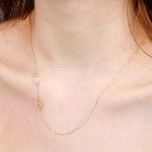 14K Solid Gold Two Initials Necklace: Personalized Letter Pendant